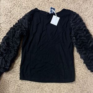 Milano Black Ruffle Sleeve Blouse